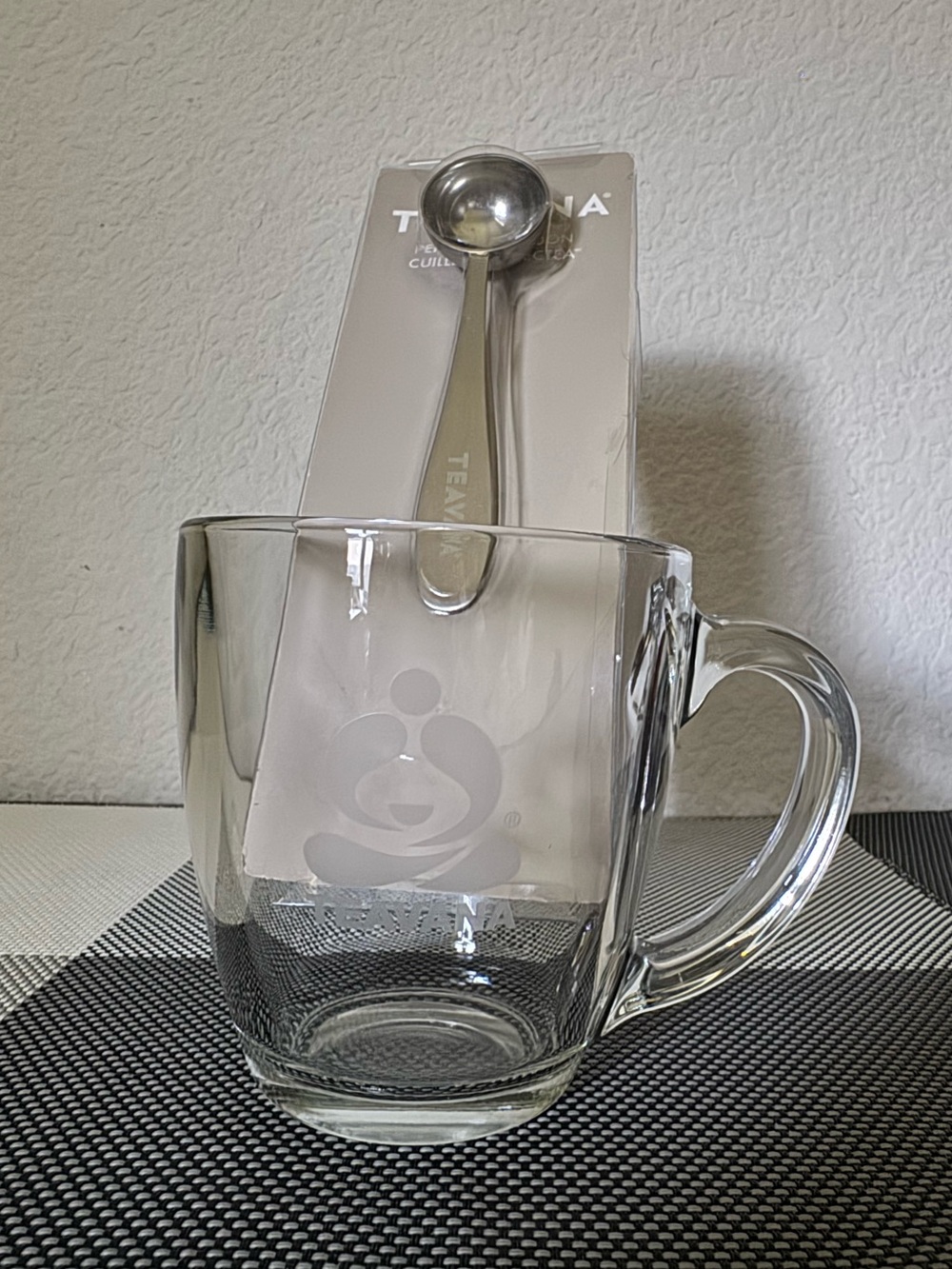 Teavana Clear Glass Mug with Stainless Spoon
